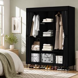 Large Portable Clothes Closet Wardrobe with Shelf Storage Organizer Black