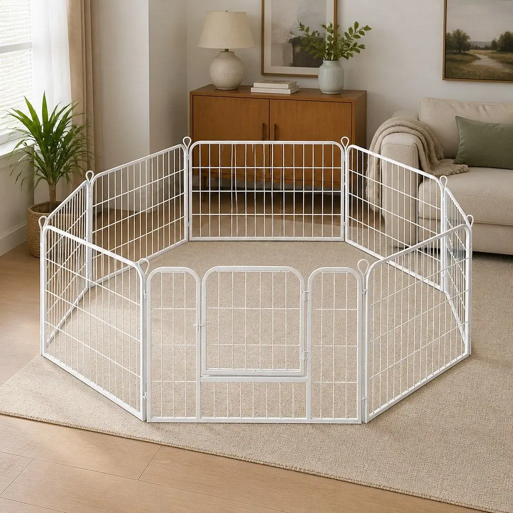 8 Panel Pet Playpen Foldable Portable Exercise Pen for Dogs Puppies Cats and Small Pets