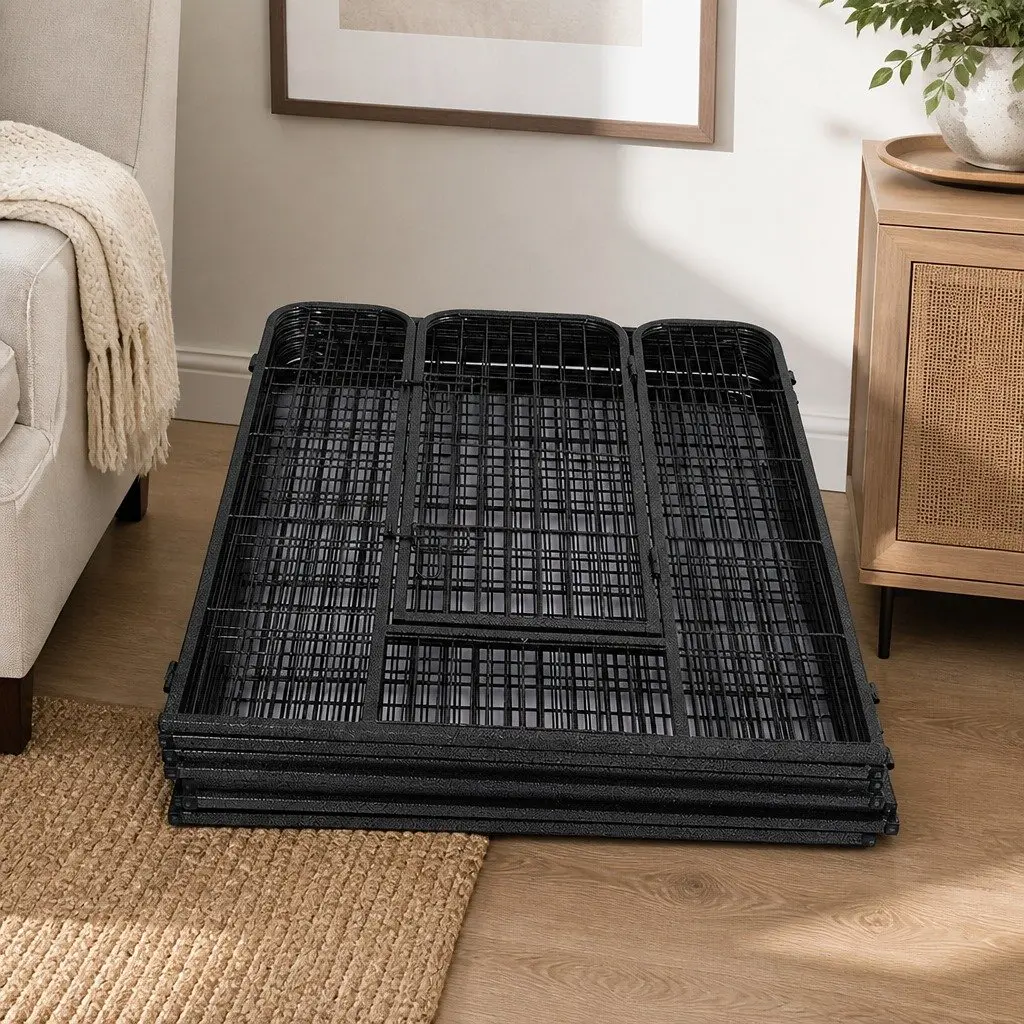 8 Panel Pet Dog Playpen Foldable Portable Black