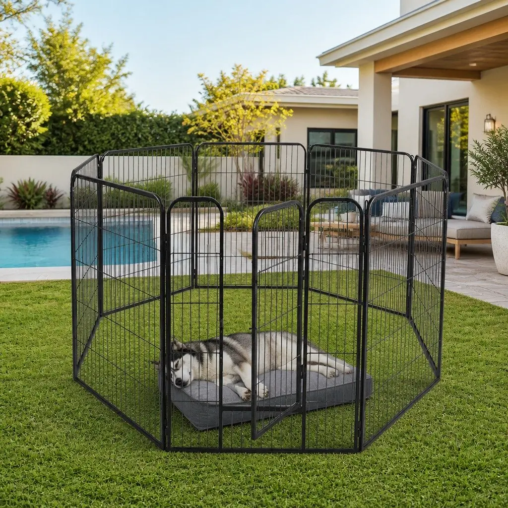 8 Panel Pet Playpen Portable Foldable Gate for Dogs Puppies Rabbits Indoor Outdoor Use