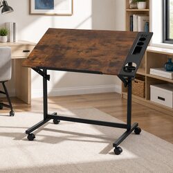 Adjustable Drafting Table Drawing Desk MDF Tabletop Removable Tray Workspace