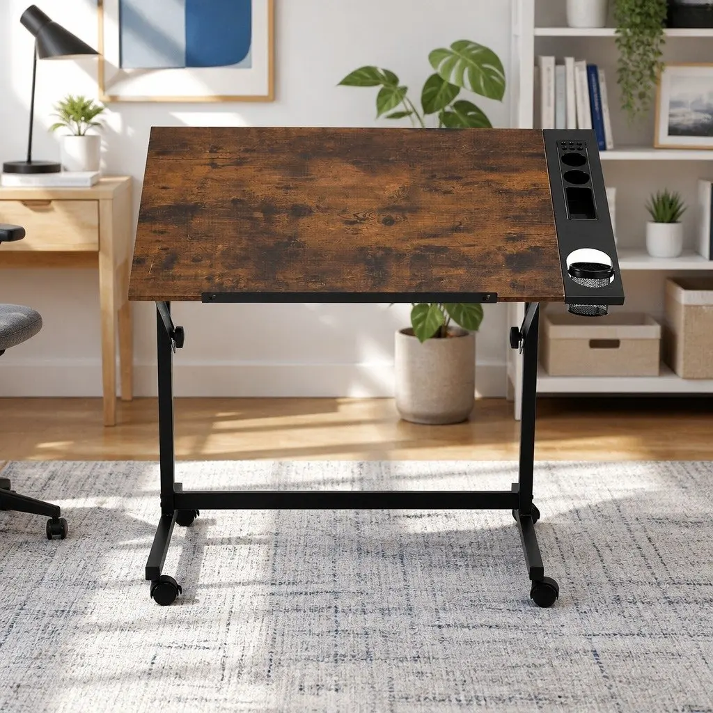 Adjustable Drafting Table MDF Tabletop Removable Tray Workspace