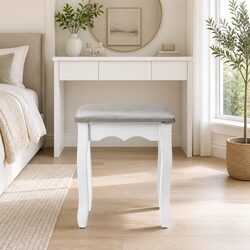 Stylish Velvet Grey Stool for Your Dressing Area