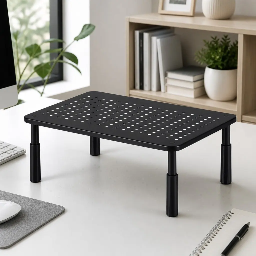 Adjustable Monitor Stand Riser 3 Height Settings Desk Organizer Non-Slip Rubber Feet Tool-Free Assembly