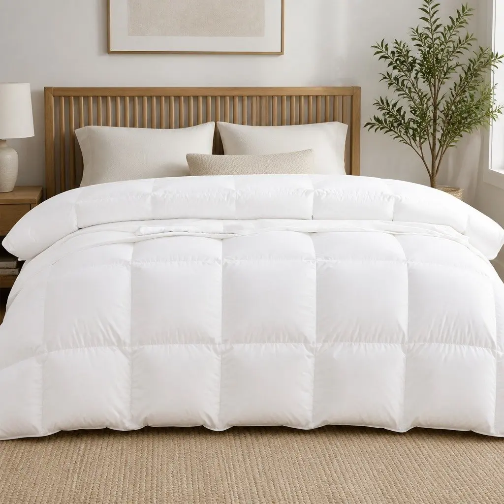 Duck Down Feather Quilt Super King 200GSM Lightweight Breathable Doona
