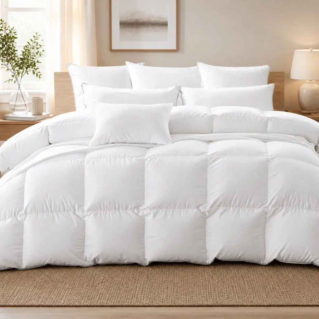 Goose Down Quilt 500GSM Lightweight Breathable Cotton Cover All Season Single Size 140cm x 210cm White