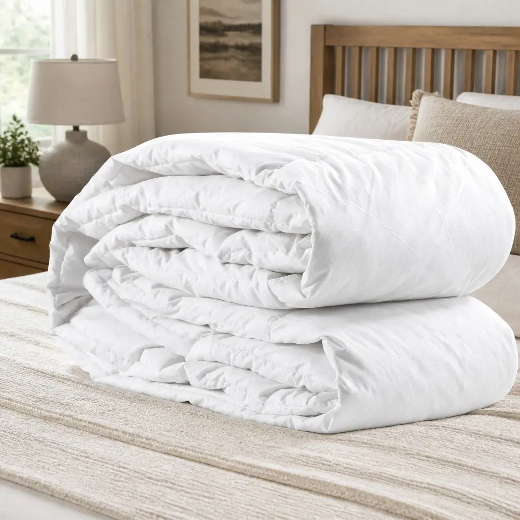 Goose Down Quilt 500GSM Lightweight Breathable Cotton Cover All Season Single Size 140cm x 210cm White