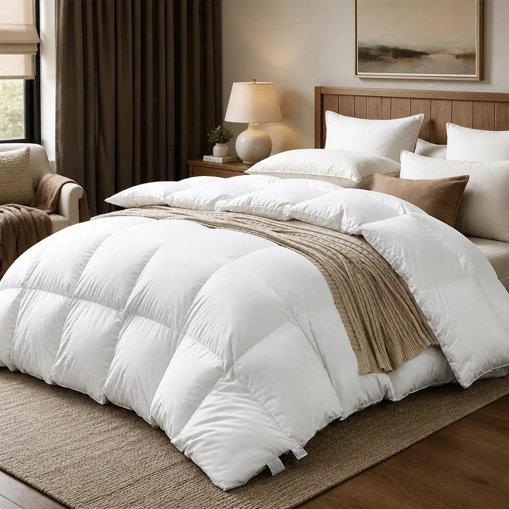 Goose Down Quilt 500GSM Lightweight Breathable Cotton Cover All Season Single Size 140cm x 210cm White