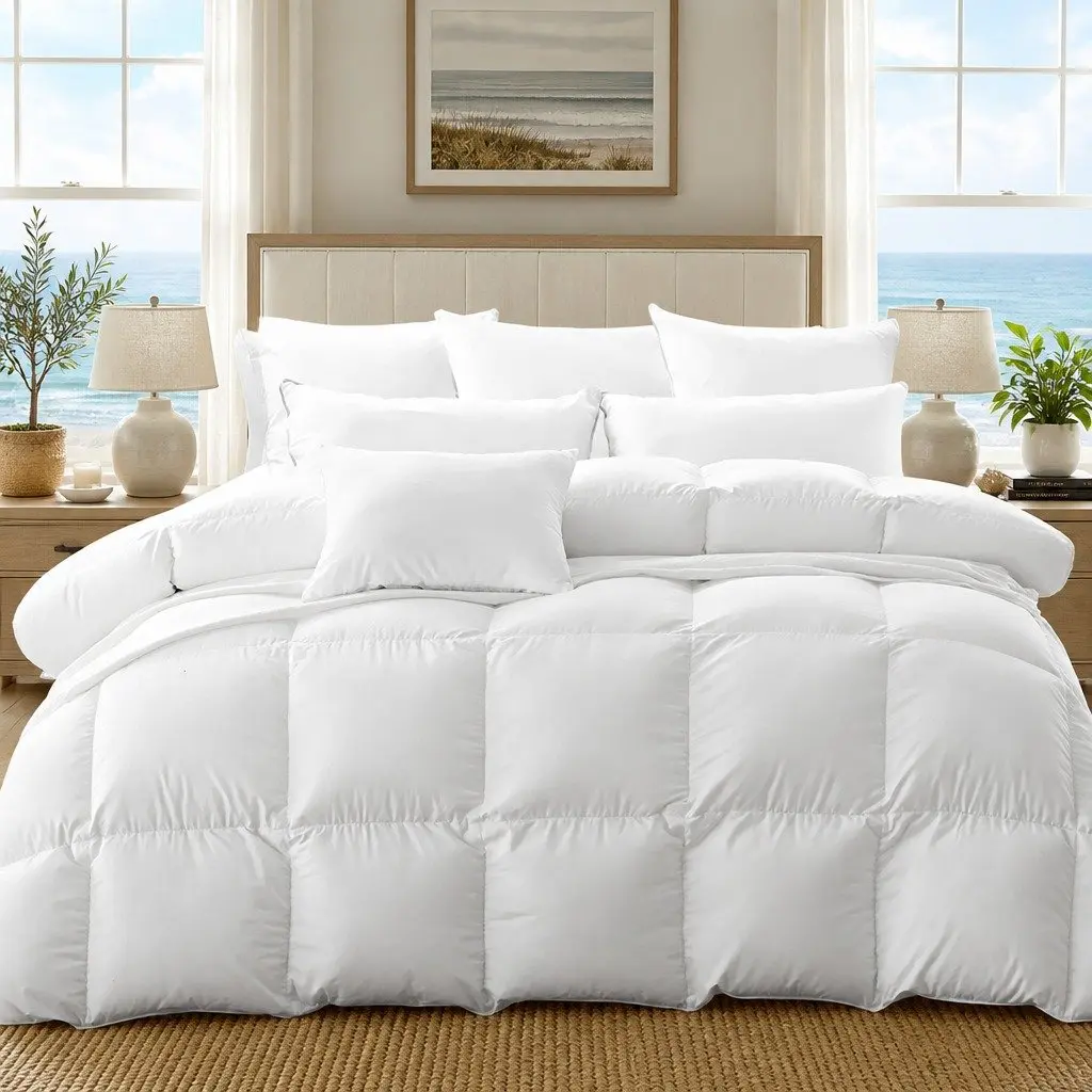 Goose Down Quilt 500GSM Lightweight Breathable Cotton Cover All Season Single Size 140cm x 210cm White