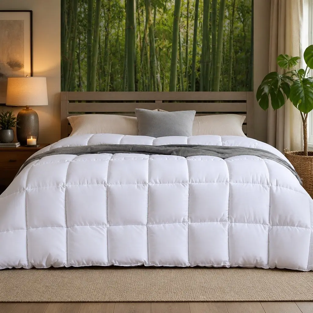 Bamboo Quilt King 200GSM All Season Doona Baffle Box Hypoallergenic Breathable