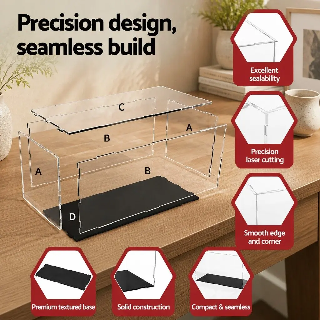 Acrylic Display Case 35x15x15cm Dustproof Showcase Box for Collectibles Figures Toys
