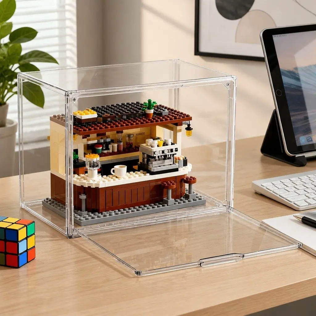 Acrylic Display Case 36cm x 22cm x 27cm Dustproof Protection Box for Collectibles Figures