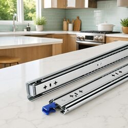 Drawer Slides Heavy Duty Full Extension Locking 1150-2300mm Silver 115kg