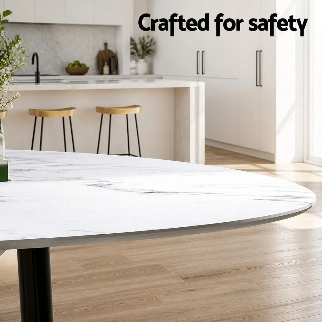 Dining Set Round Marble Table 4 Chairs White Modern Kitchen Furniture