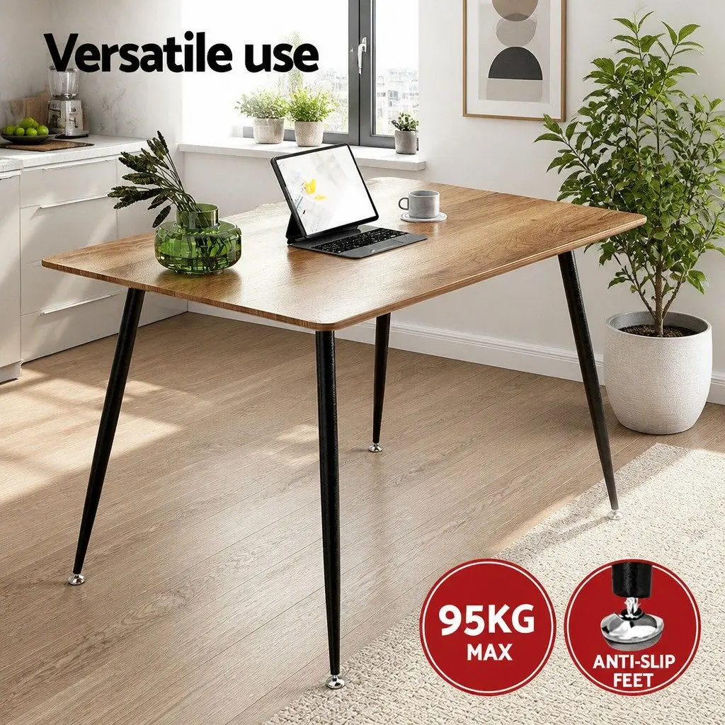 Dining Set 5 Piece Industrial Style MDF Tabletop Metal Legs Grey Oak
