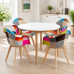Mid Century Style Dining Set - Round Table and 4 Chairs