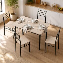 Modern Oak 5-Piece Dining Set for Your Chic Kitchen