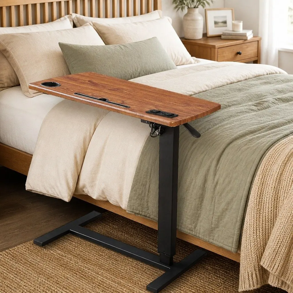 Adjustable Standing Desk 67cm to 95cm Foldable Height with USB Charging and Wheels