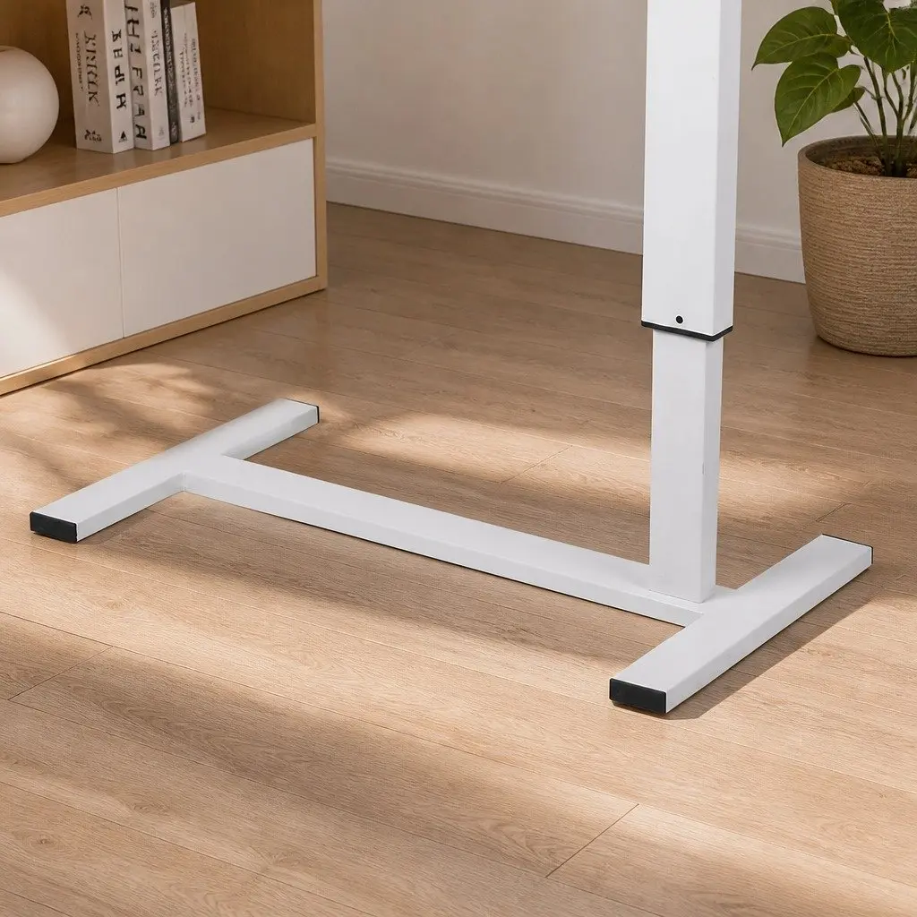 Height Adjustable Standing Desk 65-93cm Gas Lift White with Power Points USB Charging Ports and Tablet Groove