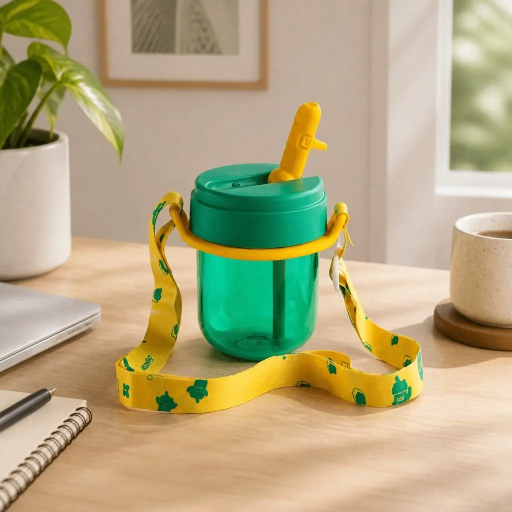 Coffee Cup Strap Carrier Yellow Hands Free Beverage Holder