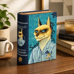 Cat in Art Puzzle Van Gogh Self Portrait 126 Pieces Tin Case Kids Teens