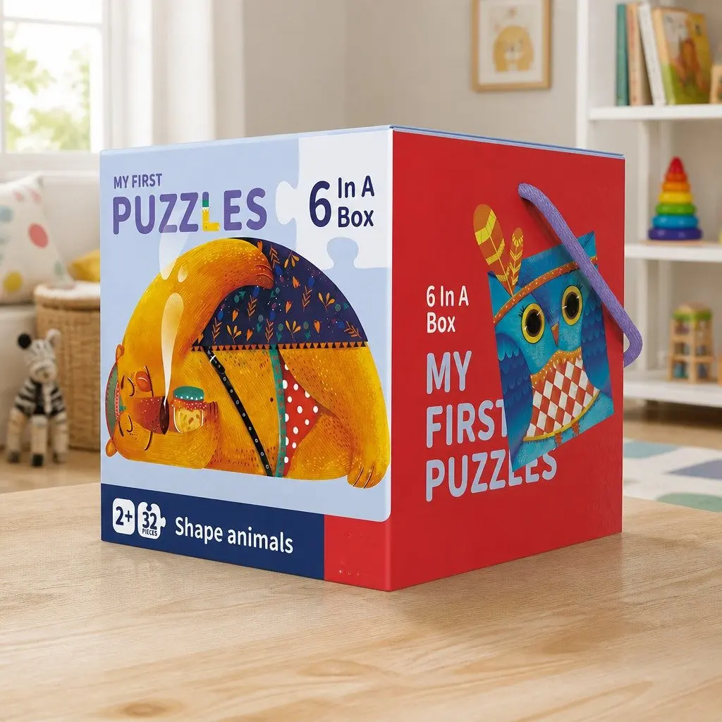 Puzzles Shape Animals Educational Toy 6 Designs Double-Sided Thick Easy-to-Grasp Pieces