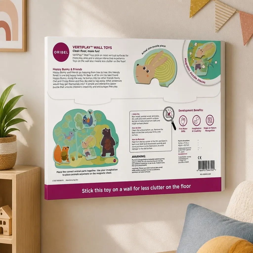 Wall Mounted Activity Board 16.5in Interactive Play Toy for Kids with Bunny Friends