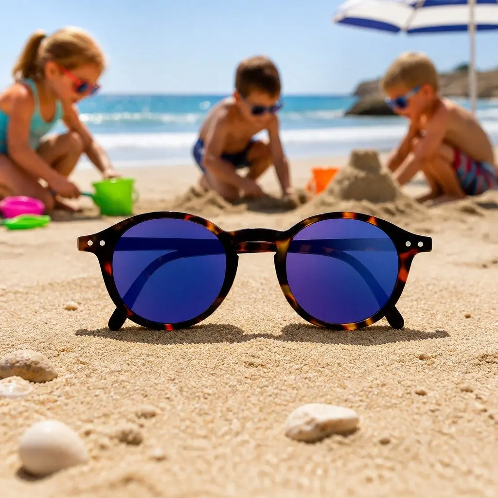 Kids Sunglasses Rounded Frame Black UV Protection for Ages 5 to 10 Junior Collection