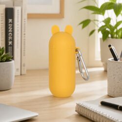 Yellow Silicone Travel Case Extra Wide Bubble Tea Straw Set
