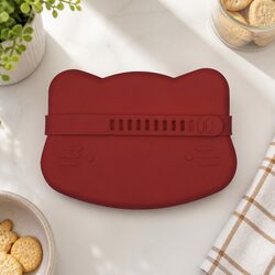 Rust Cat Snackie Toddler Snack Bowl and Plate Set for Kids