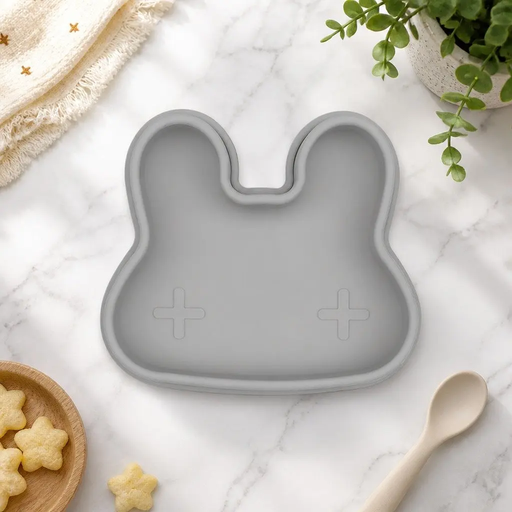 Silicone Snack Bowl Plate Minty Green Flexible Strap Freezer Safe