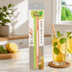 Eco-Friendly Resealable Zipper Straw for Children - Green and Orange