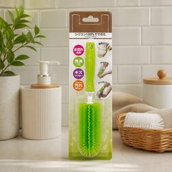 Silicone Baby Bottle Brush Cleaning Brush for Milk Bottles Cups Tumblers Green