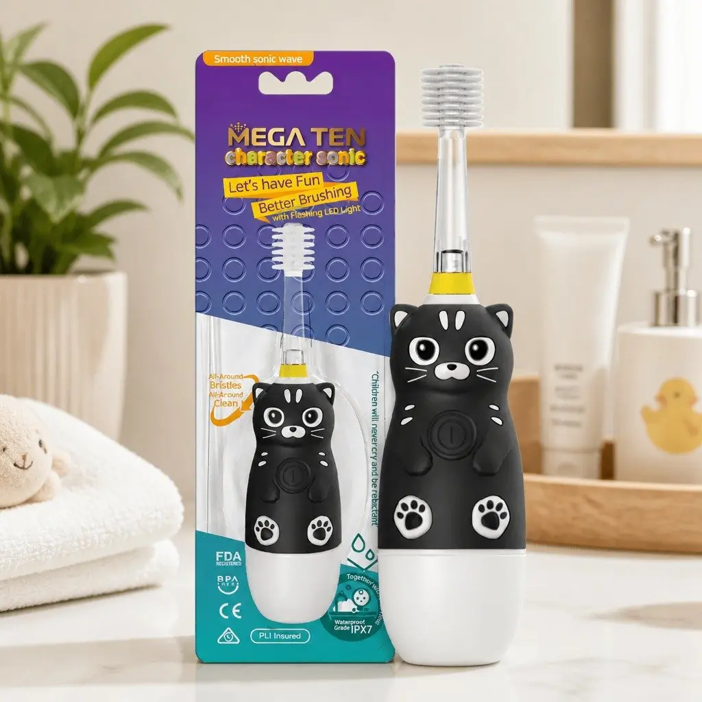 Kids Electric Toothbrush Sonic Vibration 360-Degree Cleaning LED Light Auto-Off Timer
