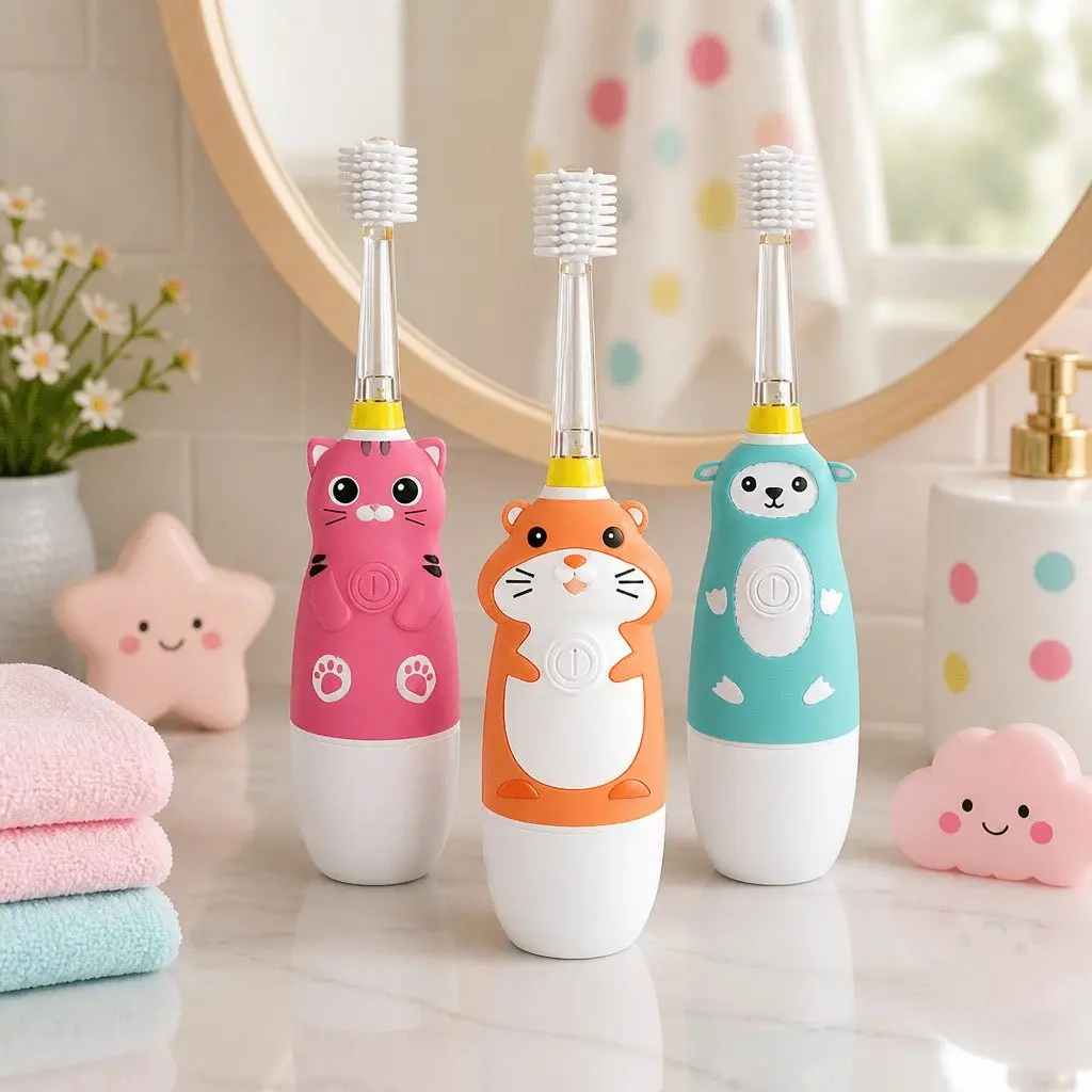 Kids Electric Toothbrush Sonic Vibration 360-Degree Cleaning LED Light Auto-Off Timer