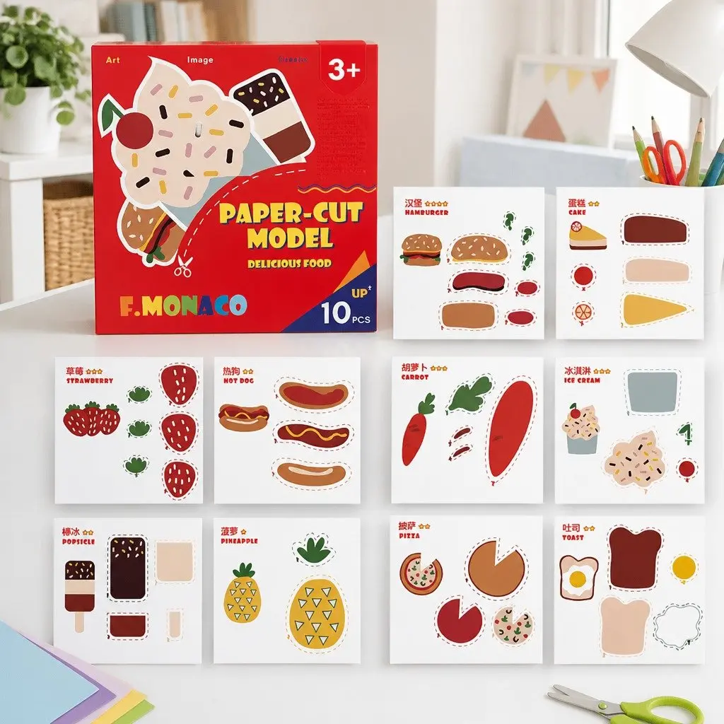 Children's Paper Cutting Craft Kit with Safe Scissors and Multiple Templates for Creative Activities