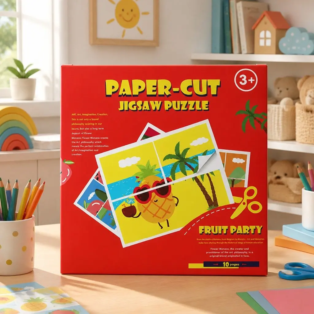 Paper Cutting Kit for Children with Rounded Edge Scissors and Pre-Cut Templates for Creative Crafting Activities