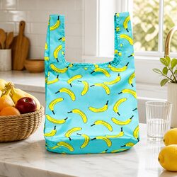 Reusable Shopping Bag Mini Banana Pattern Foldable Grocery Tote Eco Friendly