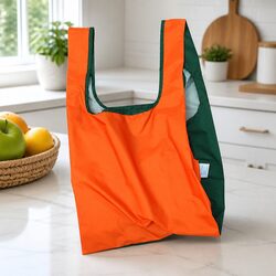 Reusable Shopping Bag Medium Foldable Grocery Tote Water-Resistant Bicolour