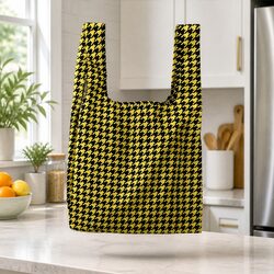 Reusable Shopping Bag Medium Dogtooth Pattern Foldable Grocery Tote