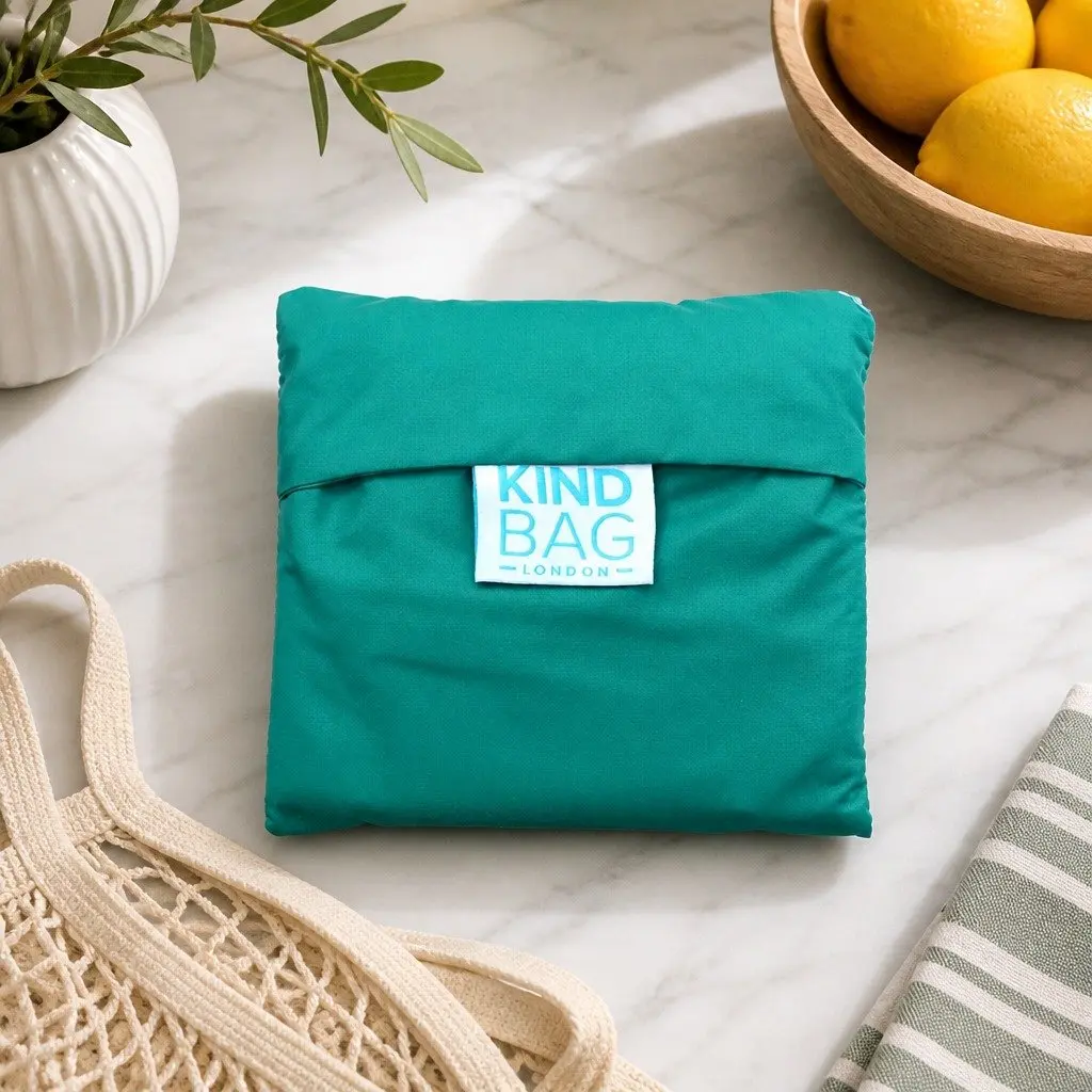 Reusable Shopping Bag Medium Foldable Grocery Tote Eco-Friendly Recycled Plastic