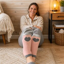 Warm Heart Slipper Socks for Kids Size 28-29, Soft & Cozy