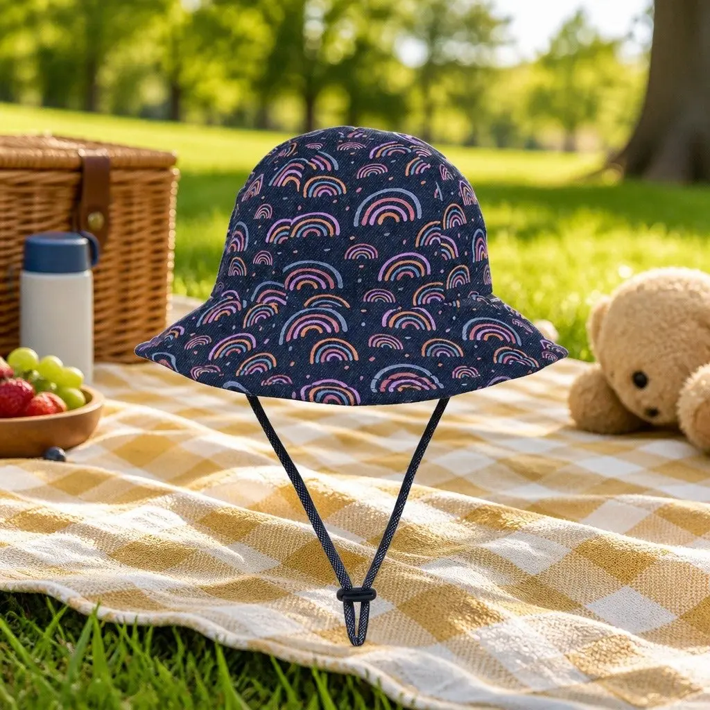 Toddler Bucket Sun Hat XS Rainbow Soft Flexible Brim UPF50+