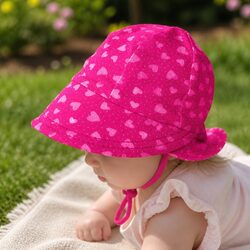 Baby Legionnaire Sun Hat Hearts Pattern UPF50+ Soft Cotton Pram Carrier M