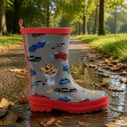 Stylish Matte Pink and Navy Rain Boots for Kids