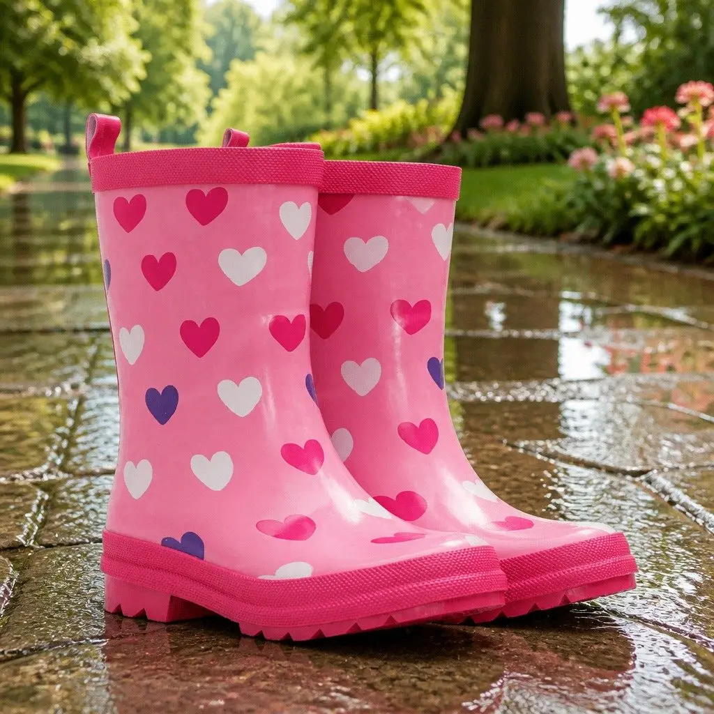 Kids Rain Boots Size 8 Waterproof Slip Resistant Matte Removable Insole