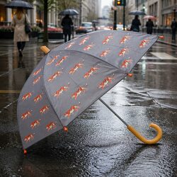 Fun Rainy Day Kids Umbrella with Classic Wooden Handle