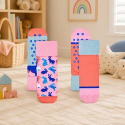 2-Pack Toddler Non-Slip Socks with Bunny Motif
