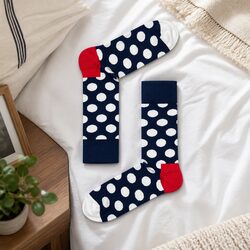 Adult Socks Big Dot Pattern Colourful Cotton Combed Reinforced Heel Toe Size