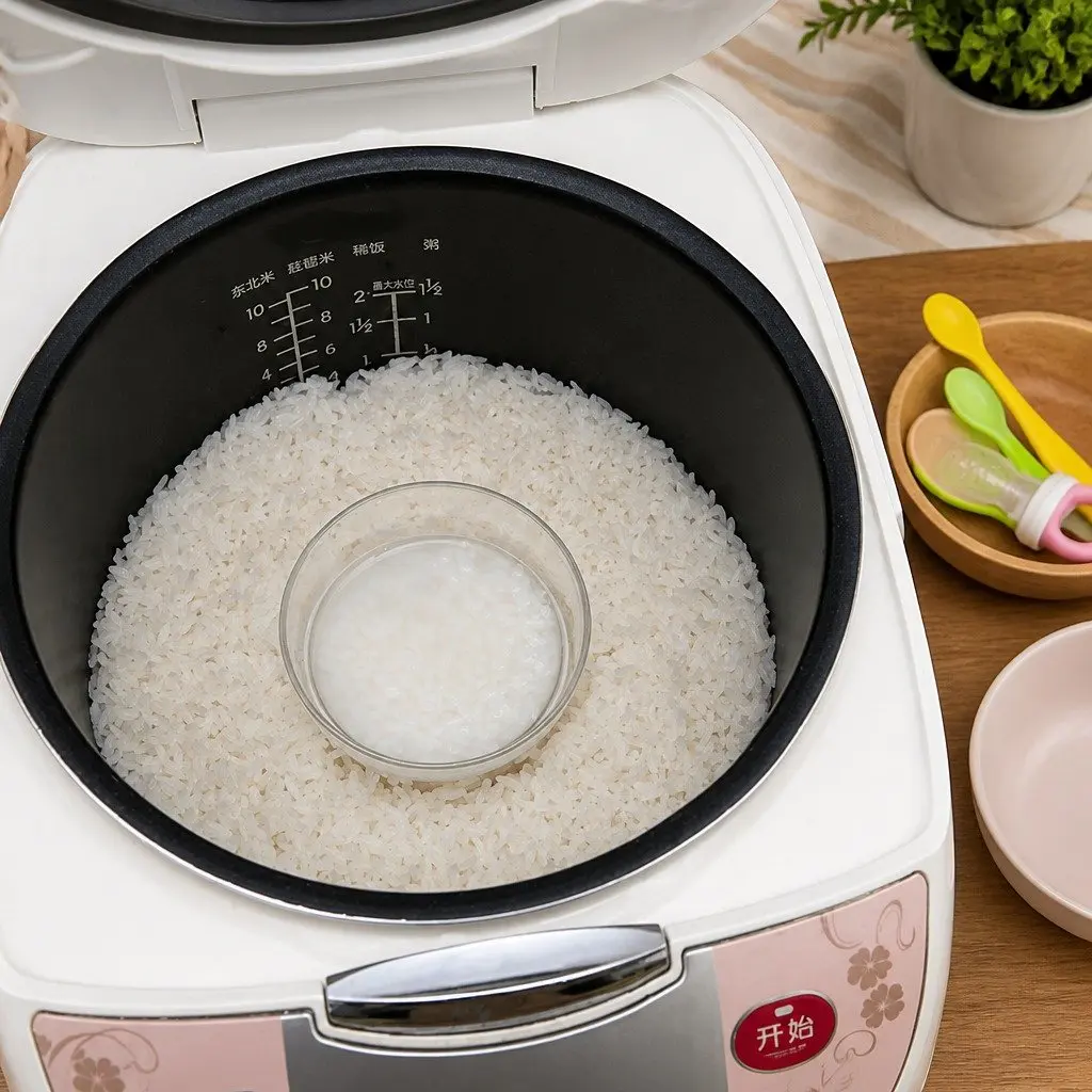 Baby Food Porridge Maker Pink Heat Resistant Glass for Simultaneous Cooking in Rice Cookers